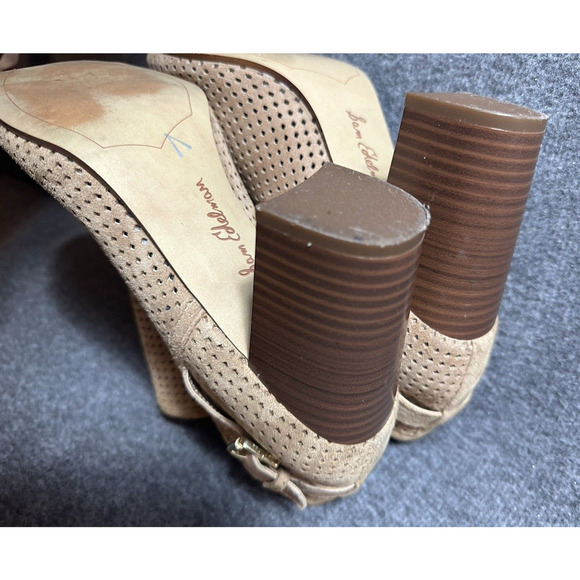 Circus by Sam Edelman Shoes Womens 9.5 Tan Heeled Ankle Booties Peep Toes Boho - Picture 9 of 11